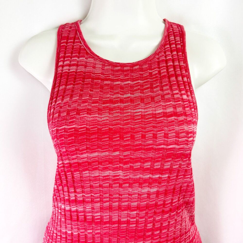 ZARA Pink Ribbed Knit Midi Dress (M) Keyhole Open Back Stretch Sleeveless Tank - Picture 4 of 14